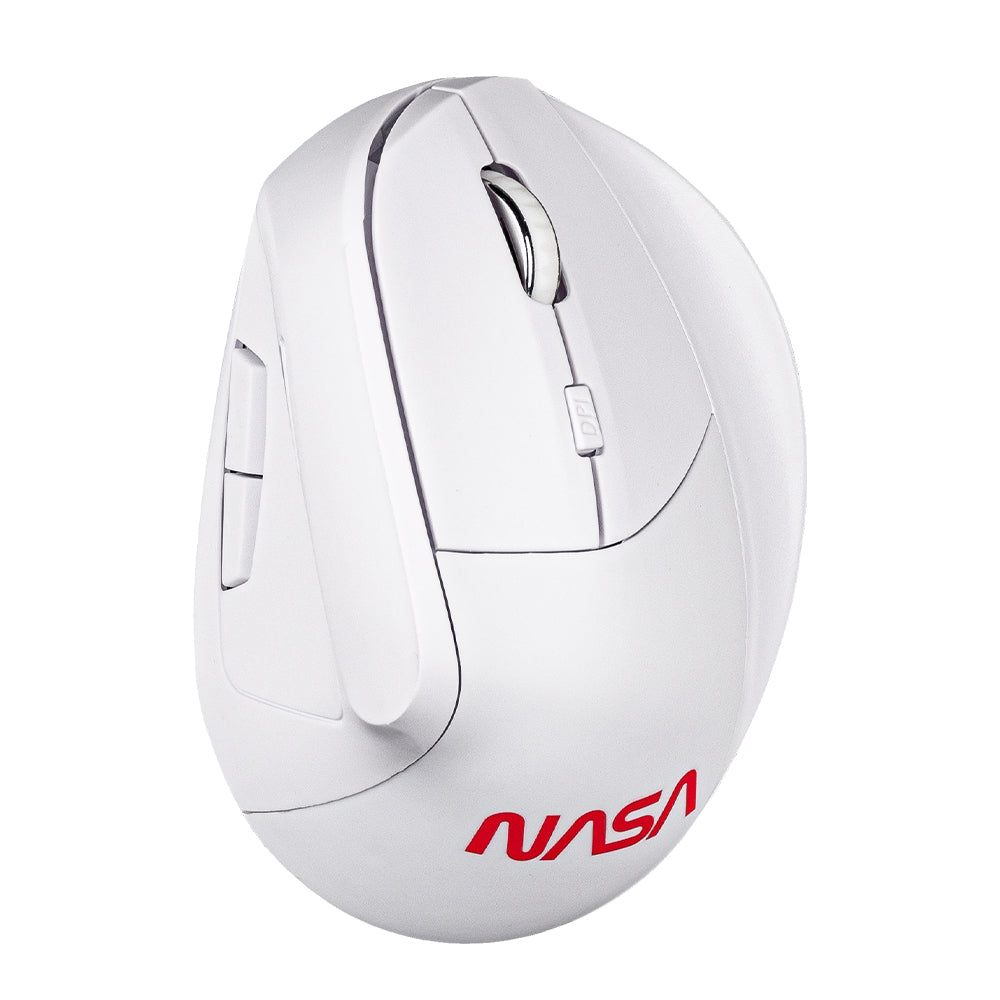 TechZone NS-MIS02 ratón Oficina Diestro RF inalámbrico 1600 DPI, Diseño vertical, Blanco