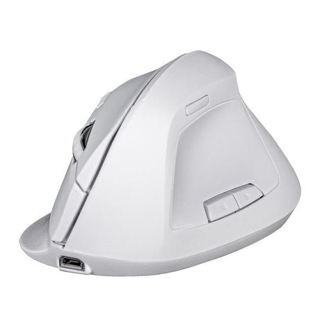 TechZone NS-MIS02 ratón Oficina Diestro RF inalámbrico 1600 DPI, Diseño vertical, Blanco