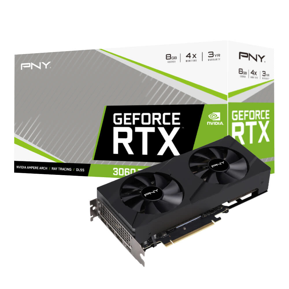 PNY 3060 Ti 8GB GDDR6X VERTO Dual Fan NVIDIA GeForce RTX 3060 Ti GDDR6, 256 Bit, 7680 x 4320 Pixeles, PCI Express x16 4.