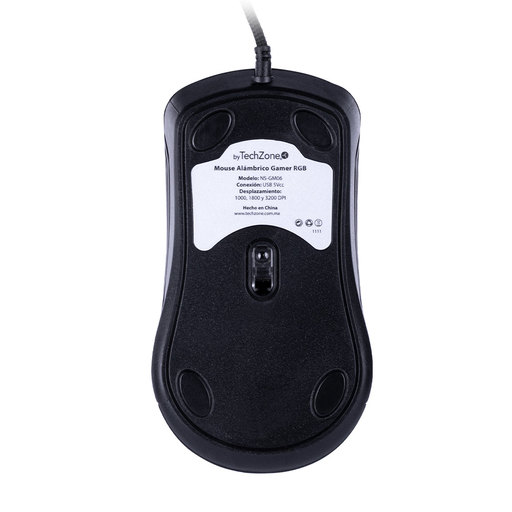TechZone NS-GM06 ratón Juego Ambidiestro USB tipo A 3200 DPI, Negro | Ratones