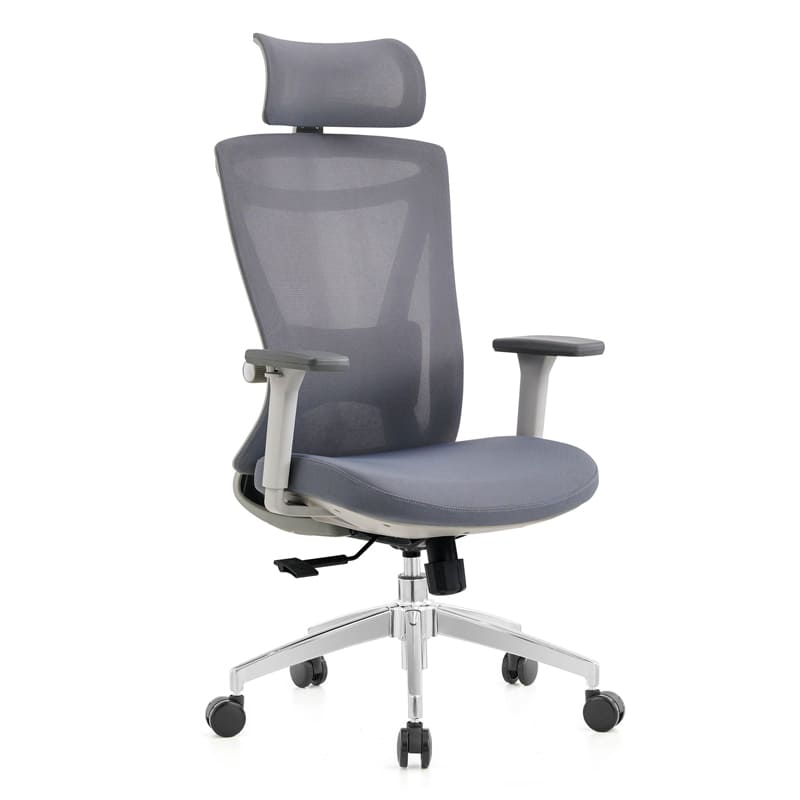 Silla Ejecutiva H8 Mesh y Tela Gris Base Cromada