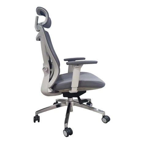 Silla Ejecutiva H8 Mesh y Tela Gris Base Cromada