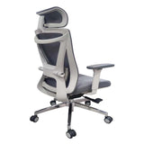 Silla Ejecutiva H8 Mesh y Tela Gris Base Cromada