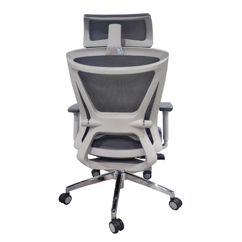 Silla Ejecutiva H8 Mesh y Tela Gris Base Cromada