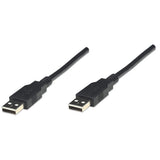 Manhattan Cable para Dispositivos USB A de Alta Velocidad, Macho/Macho, Negro