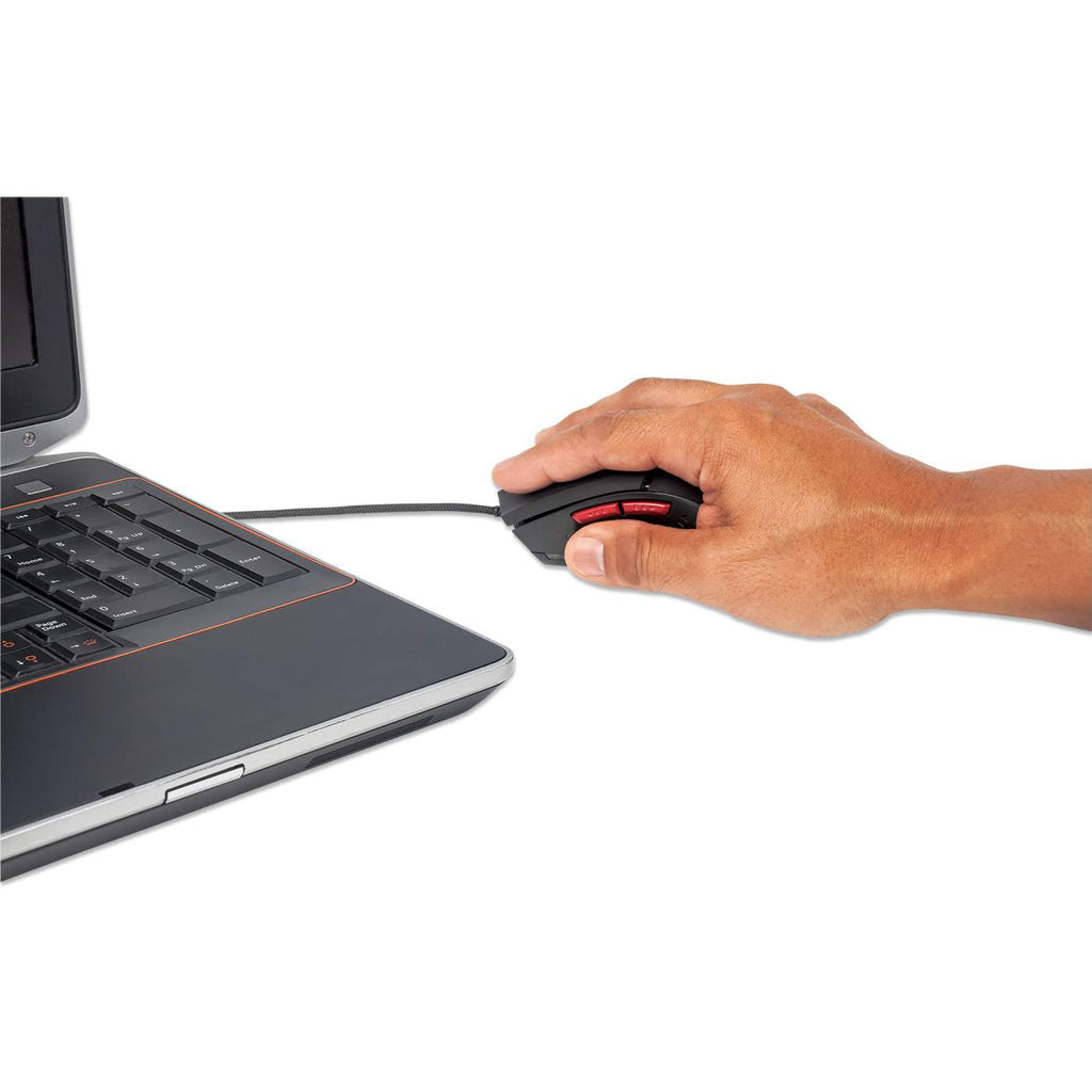 Manhattan Ratón óptico cableado para videojuegos con LED Ratón Juego USB tipo A Óptico 2400 DPI