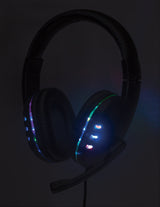 Manhattan Audífonos USB para videojuegos, con luces LED Auriculares Auriculares Diadema Llamadas/Música Binaural