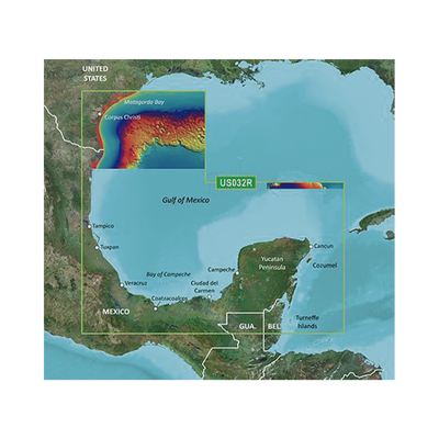 Garmin Carta Náutica Digital / Sur del Golfo de México / Contornos 1 ft 10-C0733-00