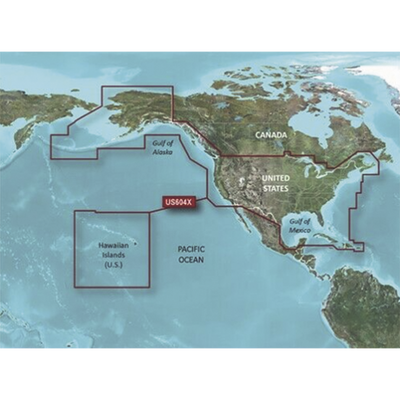 Garmin Mapa náutico / Cobertura costera EE.UU., Canadá oeste, Caribe / Contornos 1' 10-C1018-20