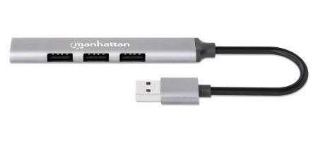Manhattan Hub USB-A de 4 puertos, 4x USB-A (1x 5 Gbps USB 3.0 + 3x 480 Mbps USB 2.0), Alimentado por USB (no requiere alimentación externa), aluminio hubs de interfaz USB 3.2 Gen 1 (3.1 Gen 1) Type-A USB 2.0 3 1
