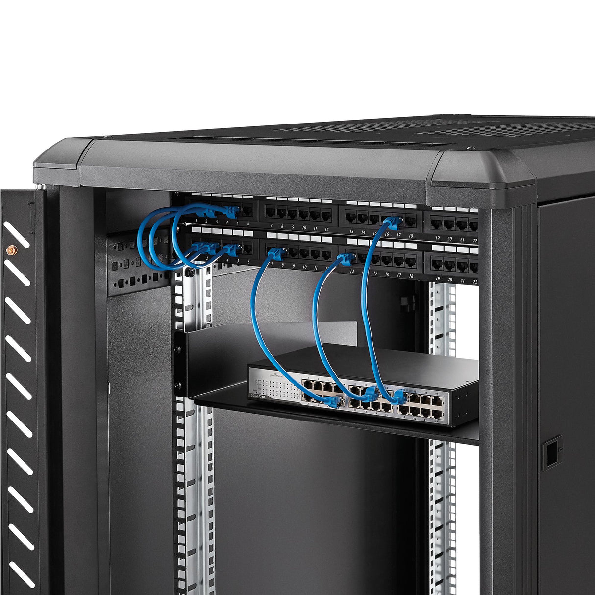 StarTech.com Estante 2U Bandeja Estándar para Armario Rack Universal de Servidores de 19 Pulgadas - de Acero de Servicio Pesado - Capacidad de Carga de 20kg - 16" de Profundidad - Negro Rack Estantería Negro Acero 20 kg
