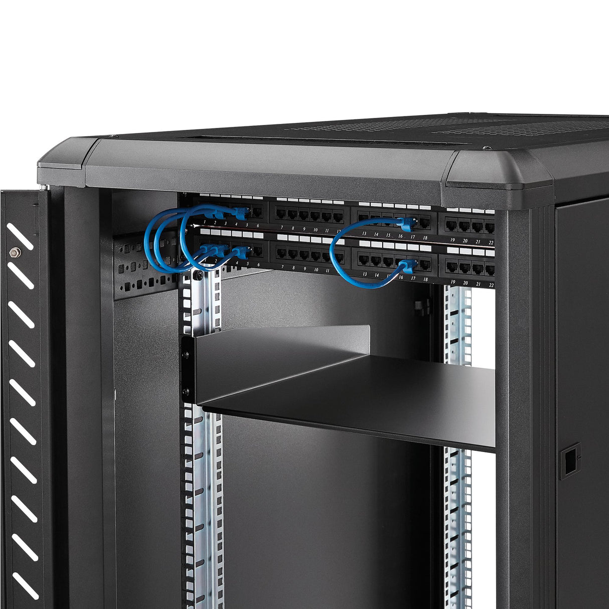 StarTech.com Estante 2U Bandeja Estándar para Armario Rack Universal de Servidores de 19 Pulgadas - de Acero de Servicio Pesado - Capacidad de Carga de 20kg - 16" de Profundidad - Negro Rack Estantería Negro Acero 20 kg