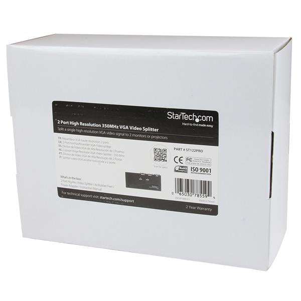 StarTech.com ST122PRO divisores de vídeo VGA 2x VGA 2 Negro