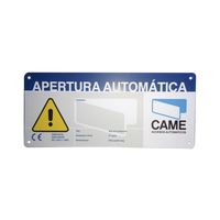 Letrero de Aviso Peligro para puertas automáticas CAME