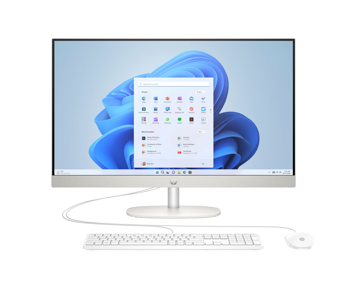 HP All-in-One 27-cr0272la PC AMD Ryzen™ 7 7730U 68.6 cm (27") 1920 x 1080 Pixeles 8 GB DDR4-SDRAM Windows 11 Home Wi-Fi 6 (802.11ax) Blanco