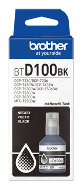 BOTELLA DE TINTA BTD100BK BROTHER DE COLOR NEGRO DE ULTRA ALTO RENDIMIENTO BTD100BK DE LA SERIE INKBENEFIT TANK IMPRIME 