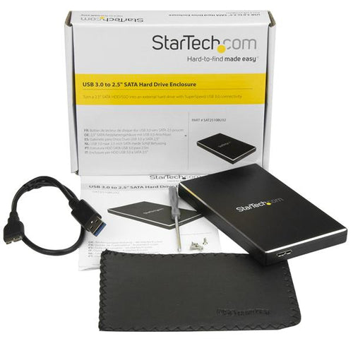 StarTech.com Caja de Disco Duro HDD 2,5" SATA externo USB 3.0 Super Speed - Negro Aluminio Cajas para discos duros 