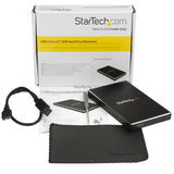 StarTech.com Caja de Disco Duro HDD 2,5" SATA externo USB 3.0 Super Speed - Negro Aluminio Cajas para discos duros 