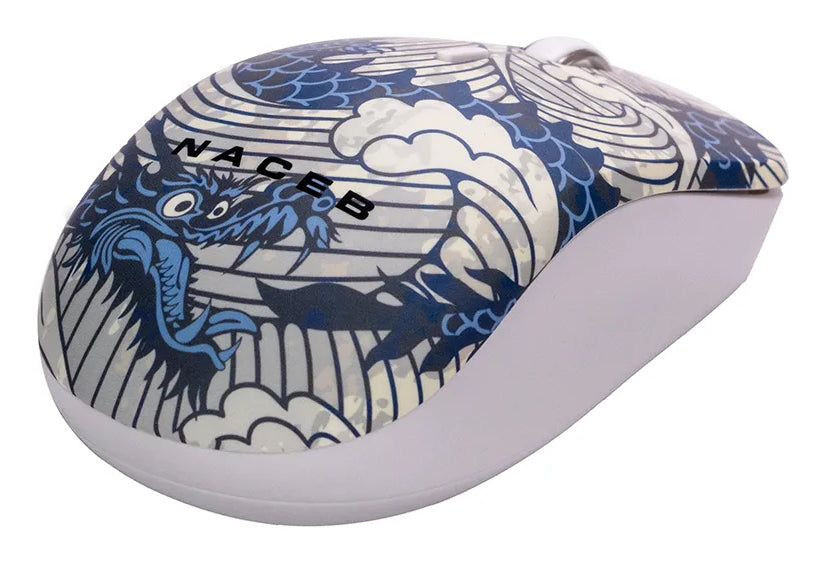 Naceb Technology Na-0138 ratón Ambidiestro RF inalámbrico 1600 DPI, Azul, Blanco