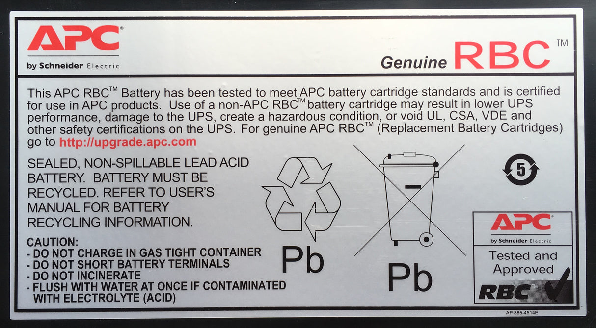 APC RBC2 UPS Sealed Lead Acid (VRLA) 1 pieza(s) 5 año(s) Negro