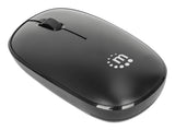 Manhattan Ratón óptico inalámbrico MW3050, negro, 1200 dpi, 2,4 GHz (hasta 10 m), USB, ambidiestro, 3 botones con rueda, receptor nano USB-A, pila AA incluida, base de baja fricción, garantía 3 años Ratón 1 Vertical Universal Óptico