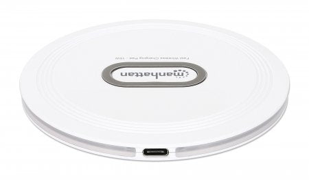 Manhattan 406024 cargador de dispositivo móvil Auriculares, Smartphone, Reloj inteligente Blanco USB Cargador inalámbrico Carga rápida Interior