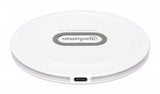 Manhattan 406024 cargador de dispositivo móvil Auriculares, Smartphone, Reloj inteligente Blanco USB Cargador inalámbrico Carga rápida Interior