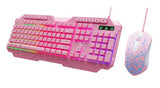 Xtech XTK-540S teclado Ratón incluido Juego USB QWERTY Español Rosa, Alámbrico, Interruptor de membrana, LED