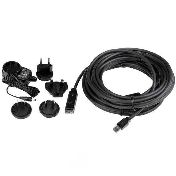 StarTech.com Cable Extensor Alargador USB 3.0 SuperSpeed Activo de 10m - USB A Macho a Hembra - Negro Cable USB 3.2 Gen 1 (3.1 Gen 1) USB A USB A Macho