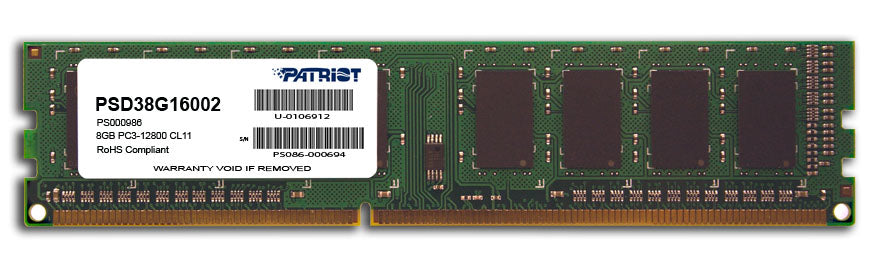 Patriot Memory Signature Line PSD38G16002 módulo de memoria 8 GB 1 x 8 GB DDR3 240-pin DIMM, 1600 MHz
