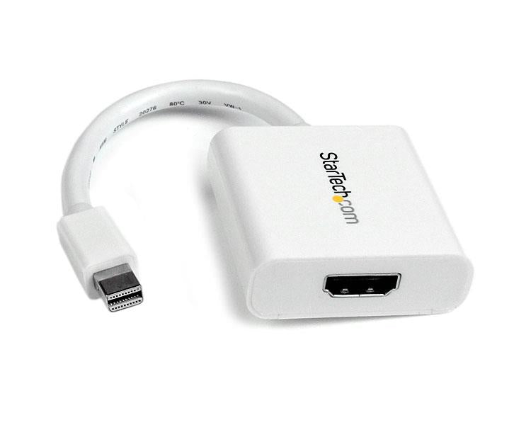 StarTech.com Adaptador Conversor de Vídeo Mini DisplayPort DP a HDMI - 1920x1200 - Pasivo - Blanco Cable Derecho Derecho 0,12 m Mini-DisplayPort
