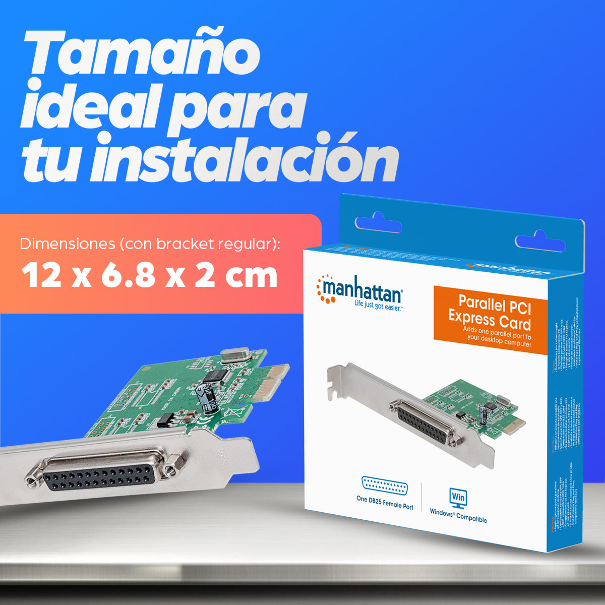 Manhattan Tarjeta Paralela PCI Express tarjetas y adaptadores de interfaz PCIe Paralelo Si IEEE 1284, CE, FCC, RoHS, WEEE