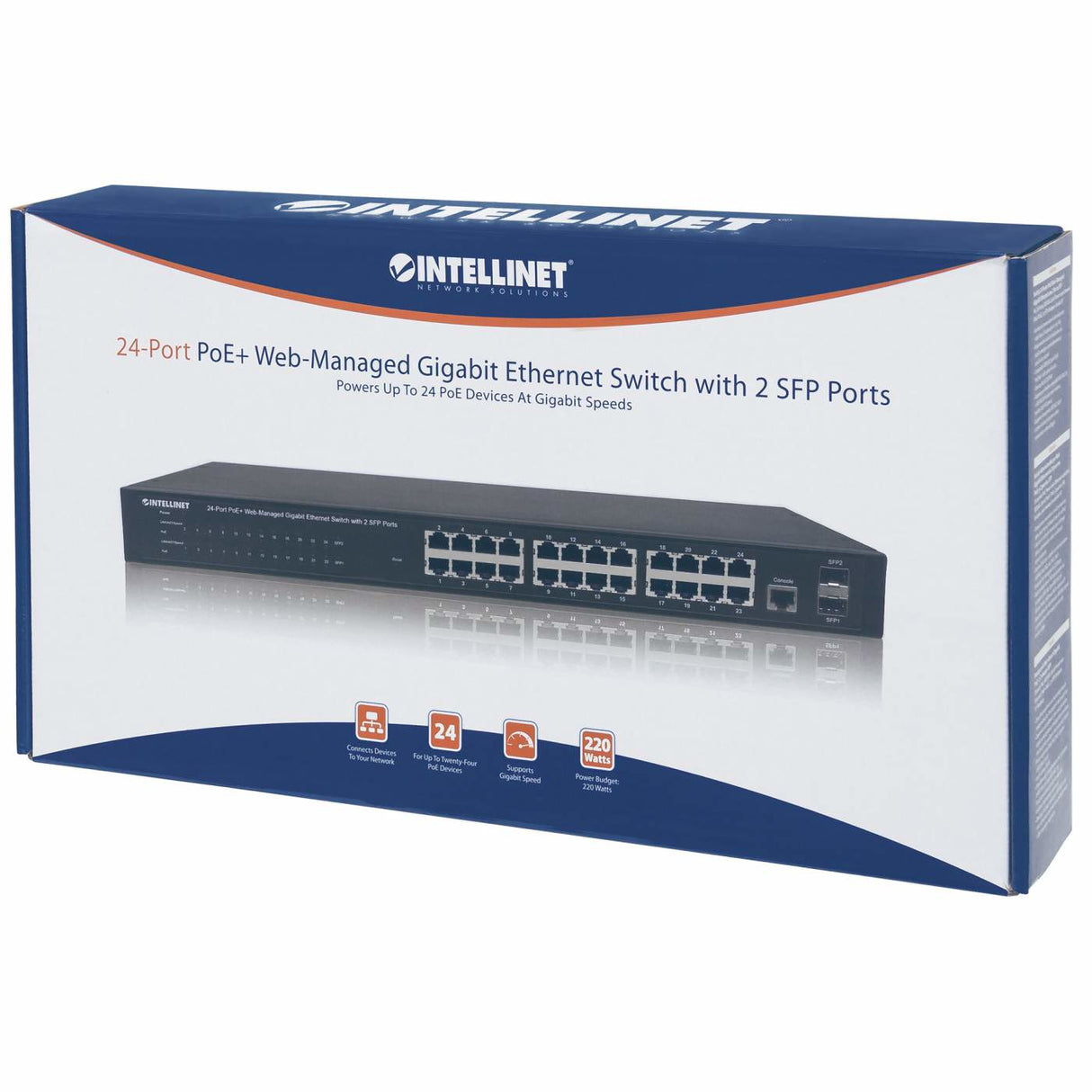 POE SWITCH GB 24 PTOS 19" 30W/PTO, 240W + 2 SFP