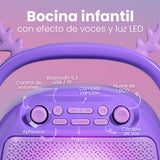 BOCINA VORAGO BSP-205 BLUETOOTH / MSD / USB / 3.5MM MICRÓFONO CON MODOS DE VOZ COLOR PURPURA