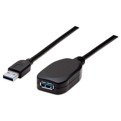 Manhattan Cable alargador USB-A a USB-A activo, 5 m, macho a hembra, 5 Gbps (USB 3.0), repetidor integrado, negro, 3 años de garantía, equivalente a USB2AAEXT5M Cable USB 3.2 Gen 1 (3.1 Gen 1) USB A USB A Macho/Hembra