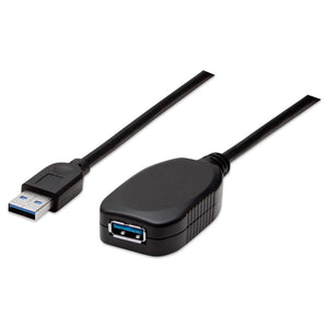 Manhattan Cable alargador USB-A a USB-A activo, 5 m, macho a hembra, 5 Gbps (USB 3.0), repetidor integrado, negro, 3 años de garantía, equivalente a USB2AAEXT5M Cable USB 3.2 Gen 1 (3.1 Gen 1) USB A USB A Macho/Hembra