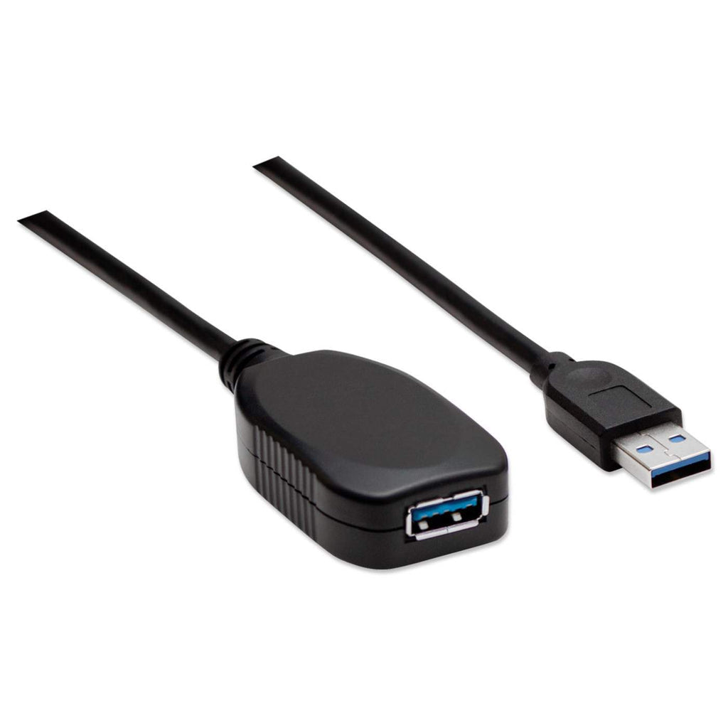 Manhattan Cable alargador USB-A a USB-A activo, 5 m, macho a hembra, 5 Gbps (USB 3.0), repetidor integrado, negro, 3 años de garantía, equivalente a USB2AAEXT5M Cable USB 3.2 Gen 1 (3.1 Gen 1) USB A USB A Macho/Hembra