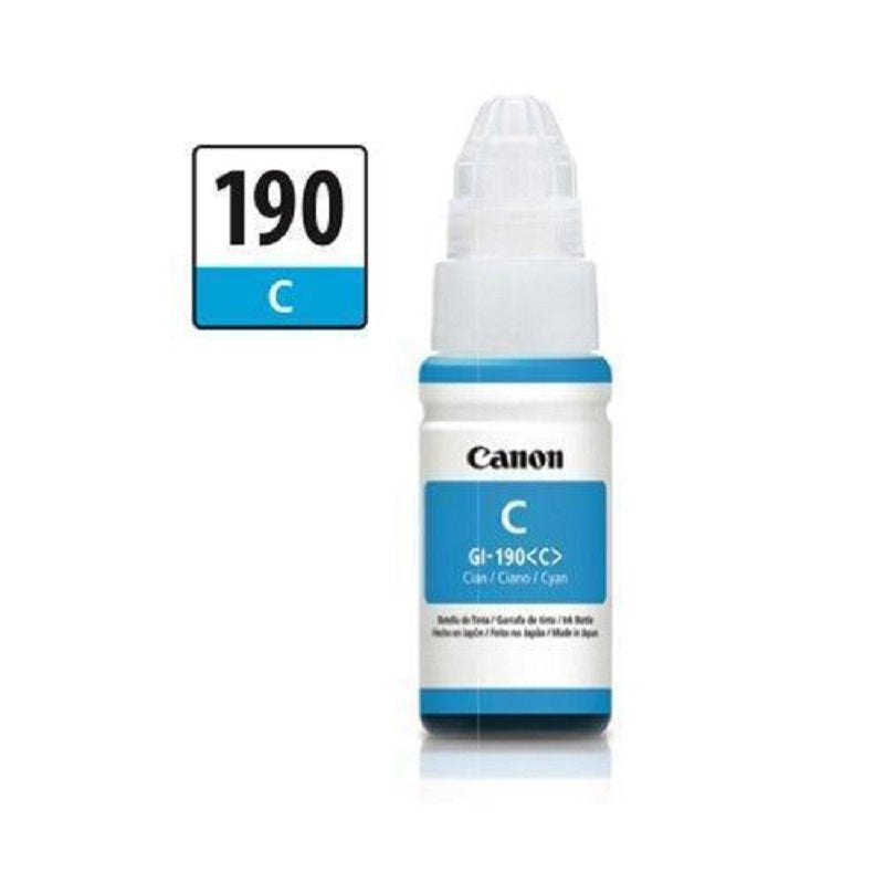 Tinta Canon GI-190 C Original, 70ml, Para Impresoras Pixma G1100 G2100, G3100