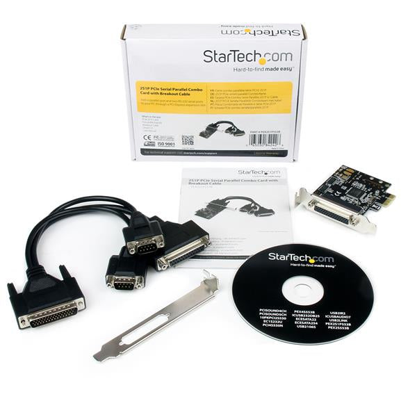 StarTech.com Tarjeta Adaptadora PCI Express PCIe 2 Puertos Serie 1 Paralelo con Cable Multiconector RS232 Serial Tarjeta