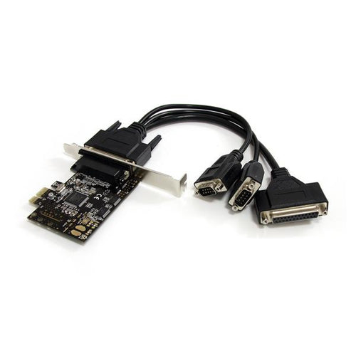 StarTech.com Tarjeta Adaptadora PCI Express PCIe 2 Puertos Serie 1 Paralelo con Cable Multiconector RS232 Serial Tarjeta
