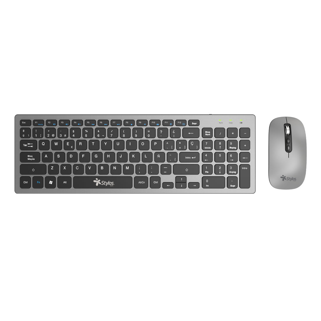 Combo Inalambrico Recargable 2 en 1 Stylos Teclado 96% Membrana 96 teclas Conexion USB Nano 2.4Ghz + Mouse 1,600 Dpi 5 B