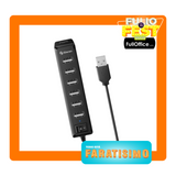 Hub Steren Usb 7 Puertos Con Eliminador De 2A Color Negro