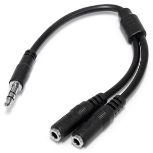 StarTech.com Adaptador Divisor de Auriculares Mini-Jack 3,5mm 3 pines Macho a 2x  Mini-Jack 3 pines Hembra Cable 0,2 m 3,5mm Macho 2x3.5mm