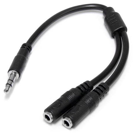StarTech.com Adaptador Divisor de Auriculares Mini-Jack 3,5mm 3 pines Macho a 2x  Mini-Jack 3 pines Hembra Cable 0,2 m 3,5mm Macho 2x3.5mm