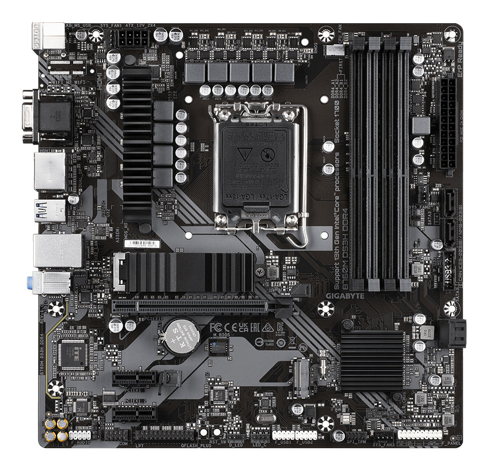GIGABYTE B760M DS3H DDR4 Placa base - Soporta CPUs Intel Core de 14ª generación, VRM digital de 6+2+1 fases, hasta 5333MHz DDR4 (OC), 2xPCIe 4.0 M.2, LAN 2.5GbE, USB 3.2 Gen2 placas base Intel LGA 1700 LGA 1700 128 GB