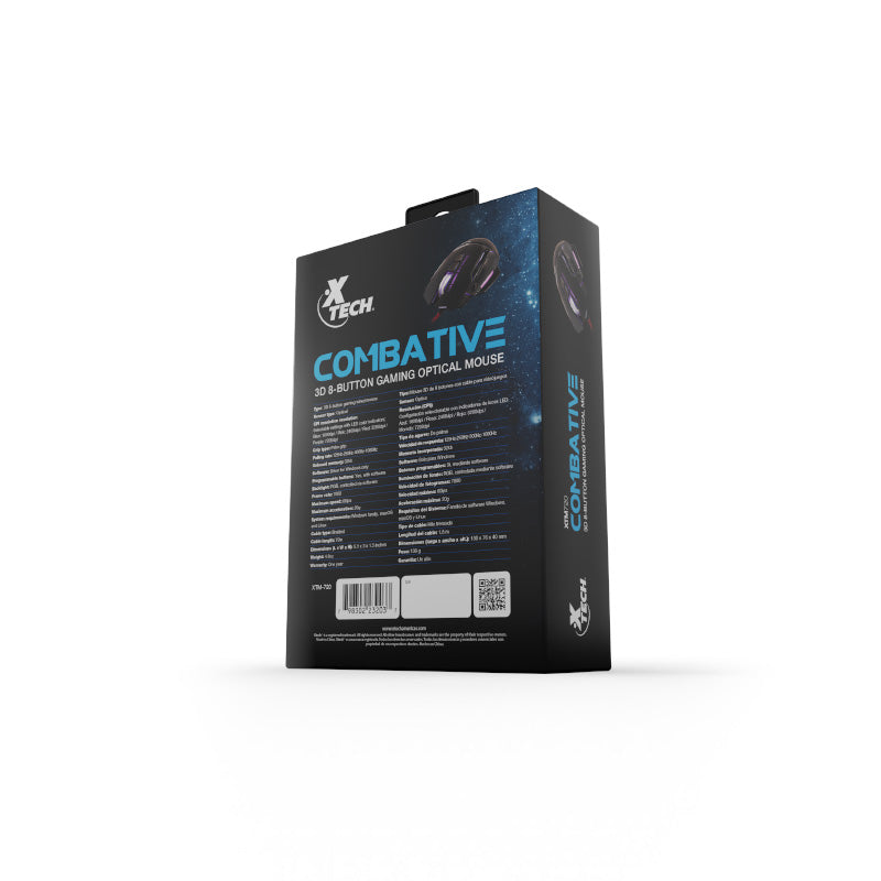 Xtech XTM-720 ratón Juego Diestro USB tipo A Óptico 7200 DPI, 7000 fps, Negro