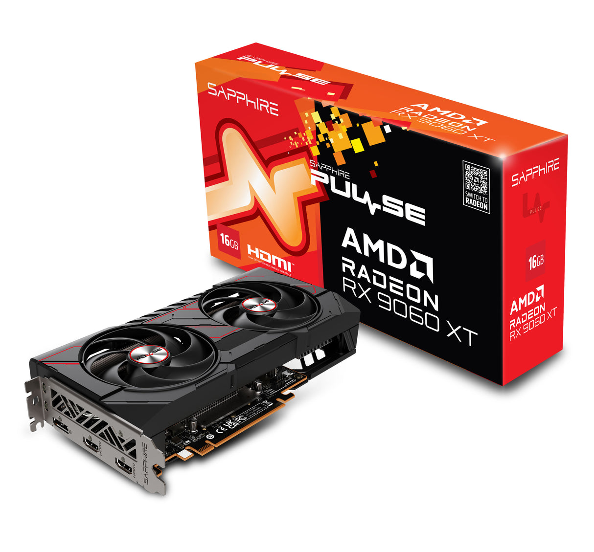 Sapphire PULSE AMD Radeon RX 9060 XT 16GB GPU GDDR6, 128 Bit, 7680 x 4320 Pixeles, PCI Express x16 5.0