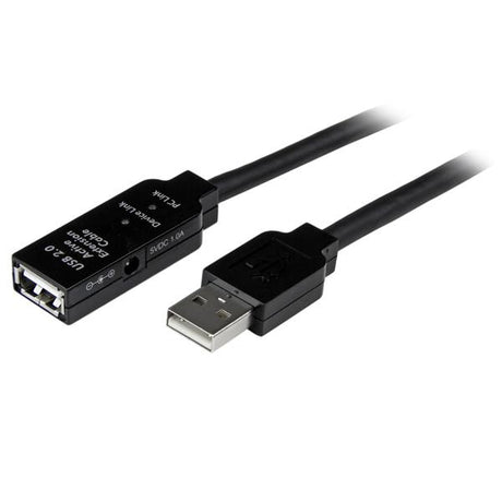 StarTech.com Cable 10m Extensión Alargador USB 2.0 Activo Amplificado - Macho a Hembra USB A - Negro Cable USB 2.0 USB A USB A Macho/Hembra