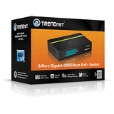 TRENDnet 8-Port Gigabit PoE+ Switch, 8 x Gigabit PoE+ Ports, 123W PoE Power Budget, 16 Gbps Switching Capacity, Desktop 