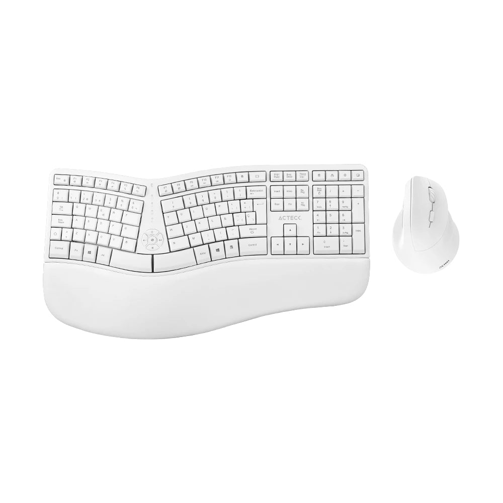 Combo ACTECK Creator Virtuos Fitt MK770 2 en 1 / Teclado Ergonómico + Mouse Vertical/ Inalámbrico 2.4 GHz+ Recarga USB C